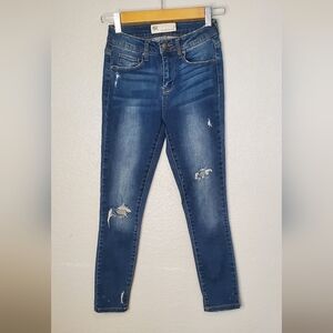 💚5/$25 RSQ Tillys Cali High Rise Ankle Skinny Distressed Dark Wash Jeans Size 0